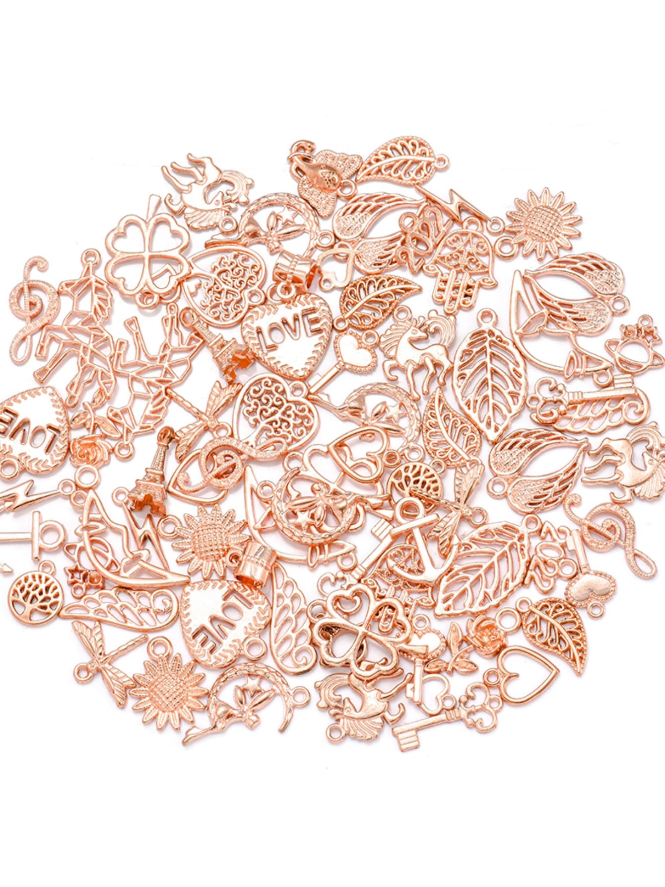 20 piezas/paquete Dijes de animales pequeños, aleación de zinc de colores mixtos, estilos al azar - Oro rosa - Ver 1