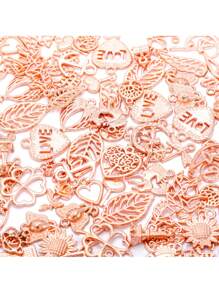 20 piezas/paquete Dijes de animales pequeños, aleación de zinc de colores mixtos, estilos al azar - Oro rosa - Ver 2