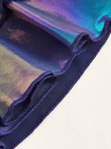 SHEIN ICON 鐳射褶飾荷葉邊下擺金屬色半身裙 - 彩色 - 查看 3