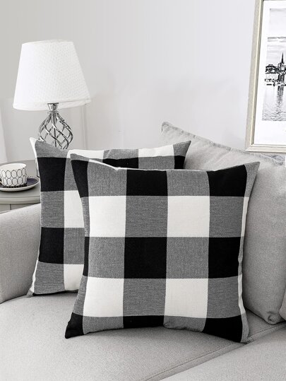 1入組格子圖案裝飾抱枕套現代客廳布藝靠墊套家居裝飾