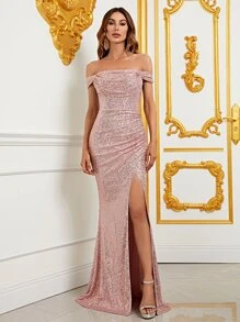 FAERIESTY Sequin Dress,Party Dress,Formal Dress,Prom Dress,Birthday Dress,Cocktail Dress,Long Dress - Dusty Pink - View 1