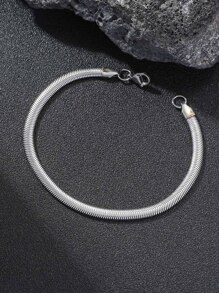 時尚流行男士簡約手鍊不銹鋼，適合珠寶禮物和時尚外觀 - 銀色 - 查看 3