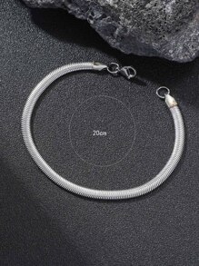 時尚流行男士簡約手鍊不銹鋼，適合珠寶禮物和時尚外觀 - 銀色 - 查看 4