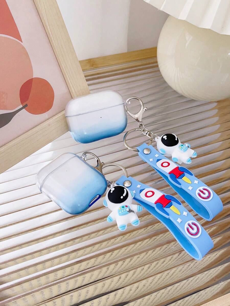 Clear Ombre Anti-fall Case With Astronaut Pendant Compatible With AirPods - Multicolor - View 1
