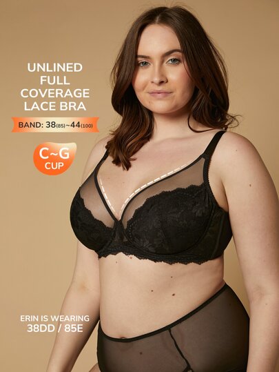 Lencería suave y cómoda para mujer, con cobertura completa, soporte y transpirabilidad. Sujetador sexy sin relleno, con encaje elegante y malla, ideal para novia y ocasiones íntimas