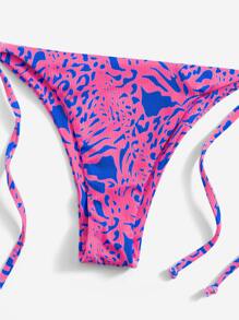 SHEIN Swim 夏季全印花吊带三角比基尼套装 - 紫丁香色 - 查看 4