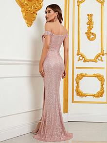 FAERIESTY Sequin Dress,Party Dress,Formal Dress,Prom Dress,Birthday Dress,Cocktail Dress,Long Dress - Dusty Pink - View 2