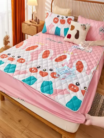 1入組兔子圖案防水床墊套