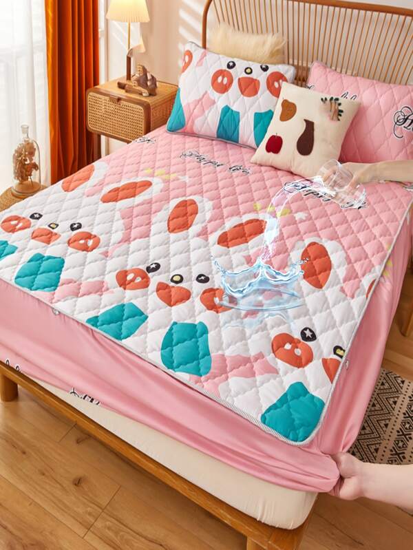 1入組兔子圖案防水床墊套