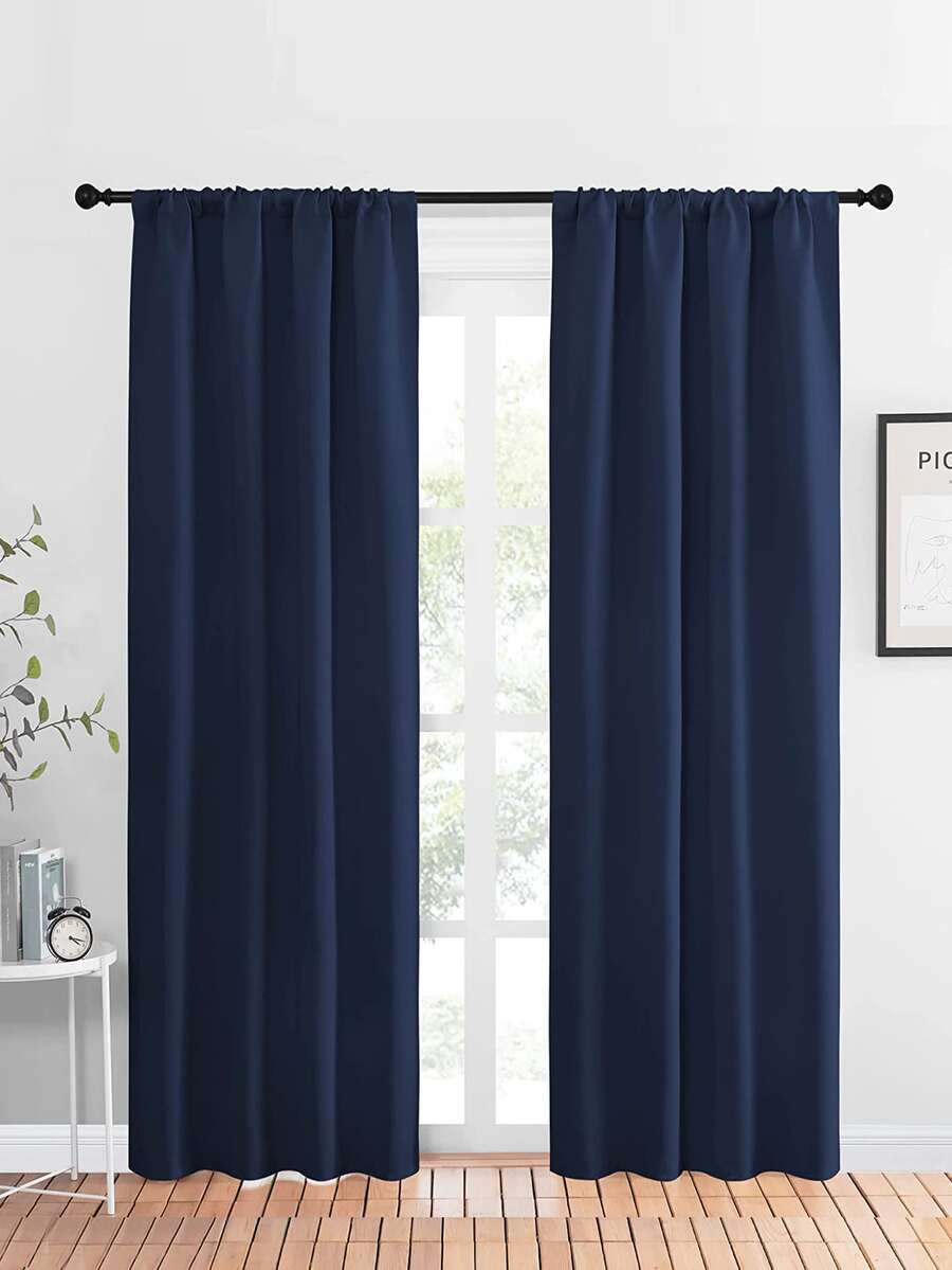 Solid Color Single Panel Curtain - Royal Blue - View 1