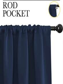 Solid Color Single Panel Curtain - Royal Blue - View 3