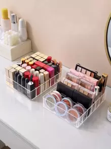 1pc PS Transparent Desktop Drawer Eyeshadow Palette Storage, Makeup Cosmetic Lipstick Eyeshadow Brush Foundation Storage Box - Clear - View 4