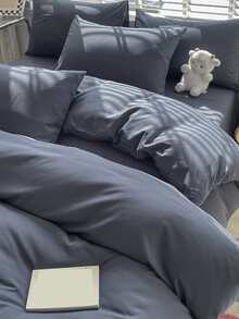 Plain Duvet Cover Set Without Filler - Grey - View 1