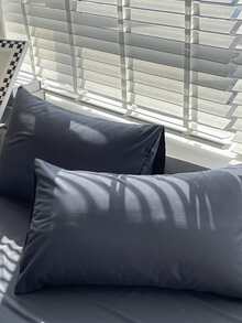 Plain Duvet Cover Set Without Filler - Grey - View 4