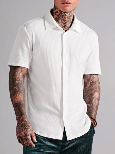 Manfinity VCAY Men Cotton Solid Button Front Shirt