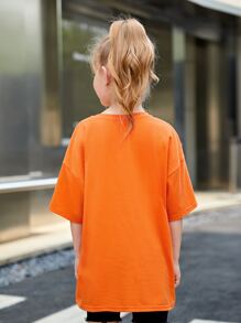 SHEIN Tops con gái Lá thư Nhiệt đới Giải trí - trái cam - Xem 5