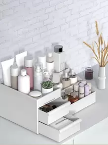 1 hộp đựng mỹ phẩm màu trơn - trắng - Xem 1