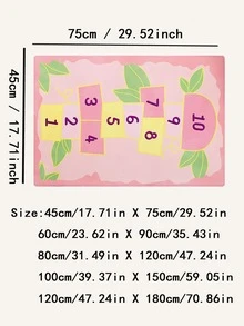 1 pieza Alfombra de poliéster, alfombra de dormitorio con patrón de hojas y números modernos para sala de estar - Multicolor - Ver 3