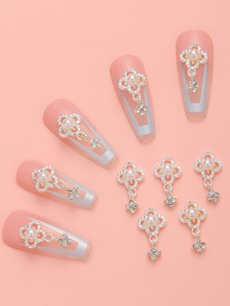 10Pcs/Set Pearl Flower Pendant Diy Nail Charms Nail Gems Nail Supplies Nails