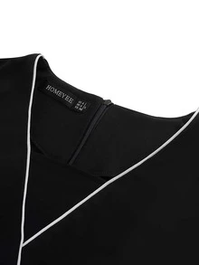 Contrast Binding Button Front Bodycon Dress