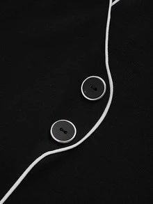 Contrast Binding Button Front Bodycon Dress