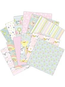 12 Chiếc Giấy Chất Liệu Hoa Văn Hỗn Hợp, Giấy Thủ Công Trang Trí Đa Năng Dễ Thương Cho Thủ Công DIY, Trang Trí - Nhiều màu - Xem 4