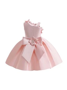 Váy dự tiệc hoa jacquard thanh lịch, thích hợp cho buổi tối, sinh nhật, kỳ nghỉ, không cần băng đô - Hồng - Xem 4