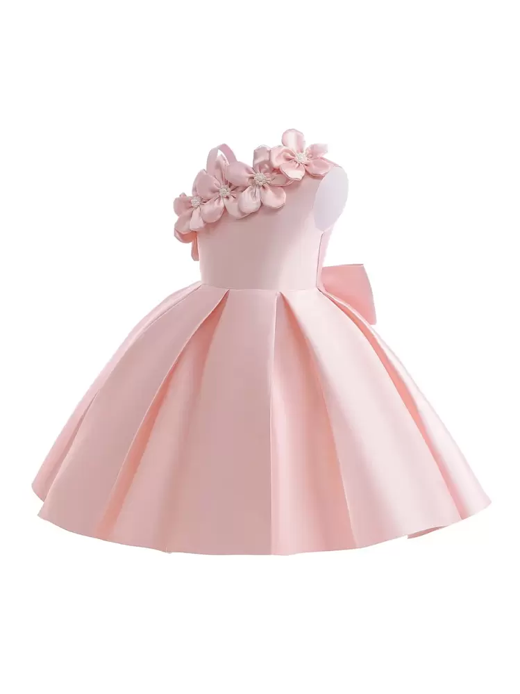 Vestido de fiesta de jacquard floral elegante, adecuado para la noche, el cumpleaños, las vacaciones, sin diadema - Rosa - Añade 4