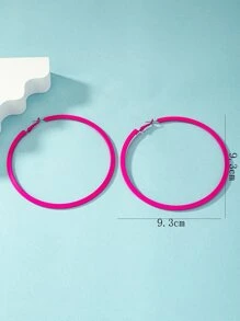 2入組極簡圓耳環 - 玫紅色 - 查看 4