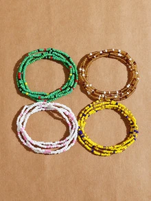 4入組串珠腳鏈 - 彩色 - 查看 2