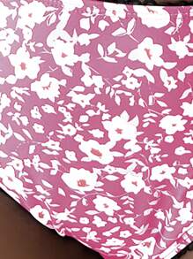 SHEIN Swim Curve Top bikini bandeau con estampado floral - Rosa - Ver 4