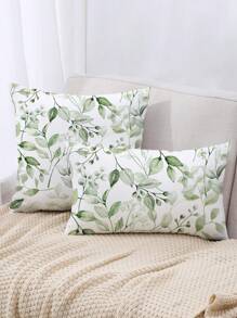 1入組葉子圖案靠墊套無填充物現代布藝裝飾抱枕套適合家用 - 彩色 - 查看 1