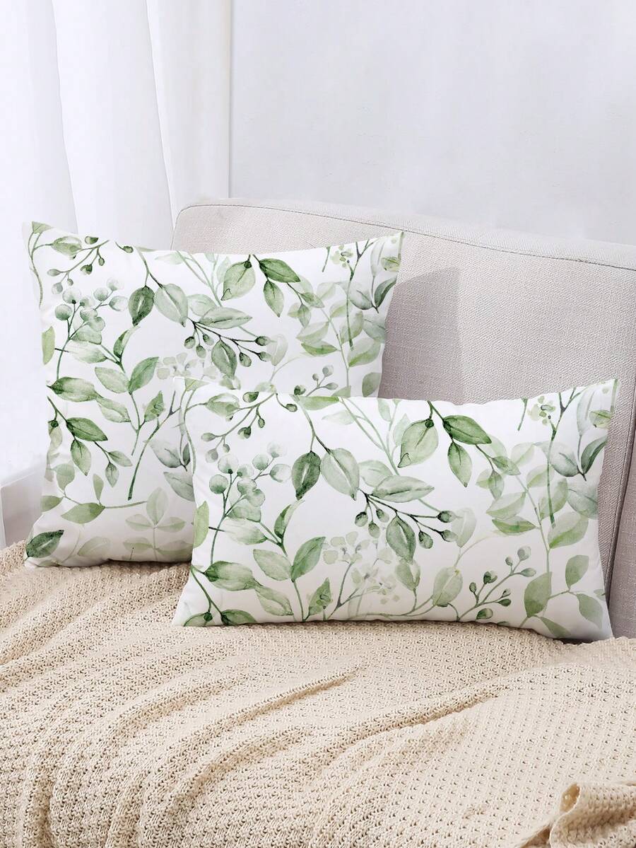 1入組葉子圖案靠墊套無填充物現代布藝裝飾抱枕套適合家用 - 彩色 - 查看 1