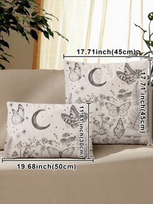 1pc Butterfly & Moon Print Cushion Cover Without Filler - Multicolor - View 7