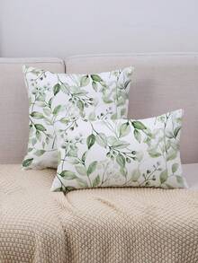 1入組葉子圖案靠墊套無填充物現代布藝裝飾抱枕套適合家用 - 彩色 - 查看 4