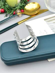 6pcs Hollow Out Napkin Ring - Silver - View 2