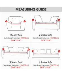 1pc Black Sofa Slipcover, Polyester Ruffle Trim Stretch Sofa Slipcover For Sofa, All Season - Black - View 4