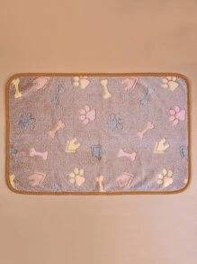 1入组條骨紋狗貓寵物毯爪印狗毯冬季保暖柔軟羊毛貓毯 - 棕色 - 查看 3