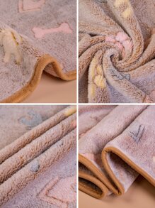 1入组條骨紋狗貓寵物毯爪印狗毯冬季保暖柔軟羊毛貓毯 - 棕色 - 查看 5