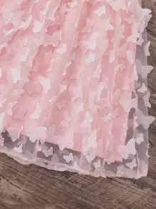 Tween Girl Butterfly & Flower Cover Soft Padded Dress, Princess Style, Bowknot And Pattern Design, Lightweight And Fashionableholiday,Summer,Travel,Getaway - Baby Pink - View 4