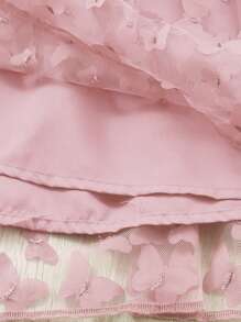 Tween Girl Butterfly & Flower Cover Soft Padded Dress, Princess Style, Bowknot And Pattern Design, Lightweight And Fashionableholiday,Summer,Travel,Getaway - Baby Pink - View 5