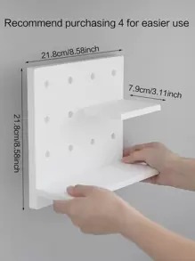 1pc Solid Color Stationery Storage Rack, Simple Self-adhesive Wall Mounted Holder For Office, School, Student - White - View 2