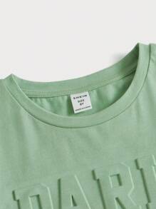 SHEIN Boys Letter Pattern Tee - Mint Green - View 3
