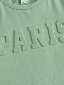 SHEIN Boys Letter Pattern Tee - Mint Green - View 4