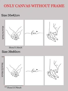 3入組手掌圖案無框畫 - 黑色 - 查看 4