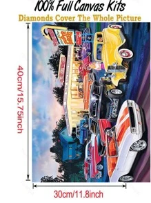 Car Print DIY Diamond Unframed Painting - Multicolor - View 2