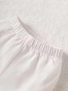 Baby Boy Gingham Print Bow Front Shirt & Shorts & Accessory Hat - Blue and White - View 3