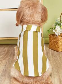 1pc Striped Pet Shirt For Cat And Dog For Summer - Khaki - View 3