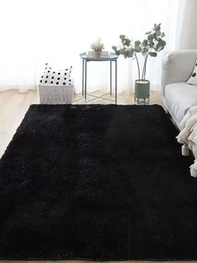 1 Tấm Thảm Mờ Màu Đen, Thảm Lót Sàn Polyester Tối Giản Cho Gia Đình - màu đen - Xem 7