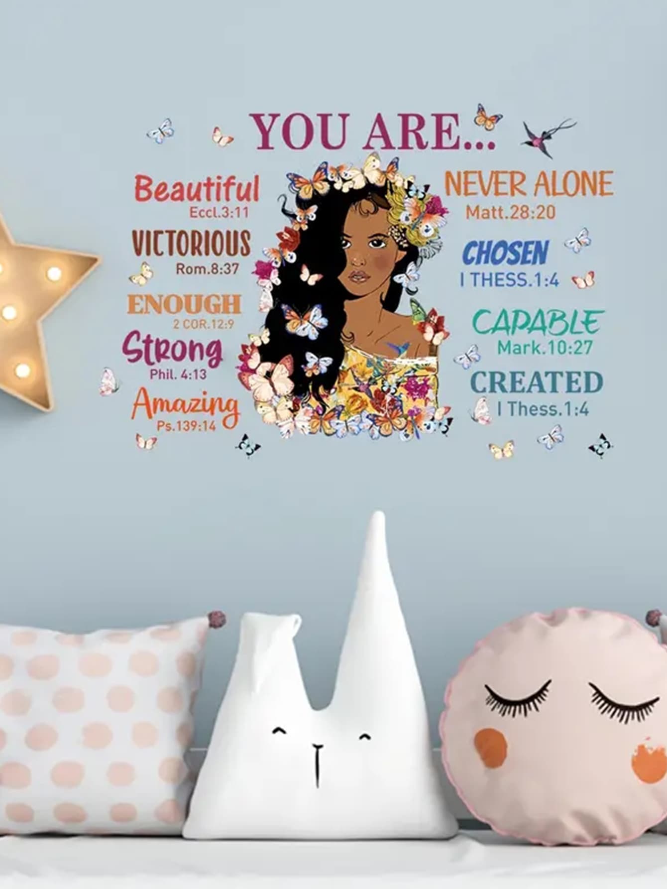 1 pieza Pegatina de pared con estampado de slogan y figura - Amarillo - Ver 1